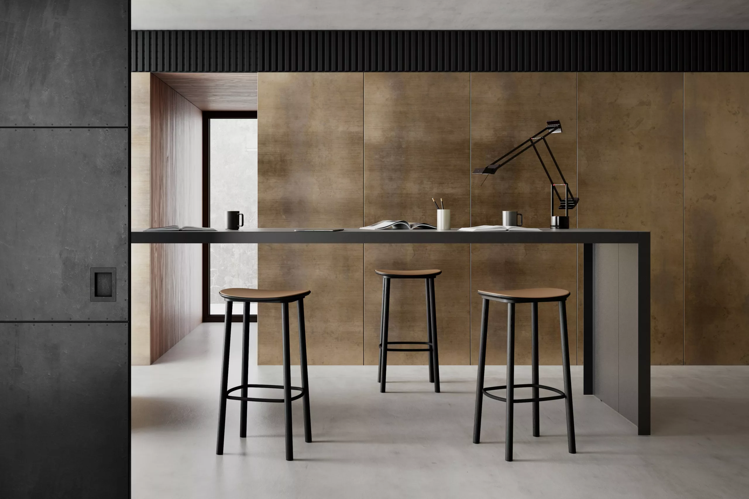 Sgabelli da cucina Kalt Stool di Kastel davanti al piano snack